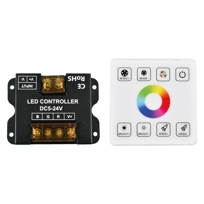 Driver per strisce LED RGB con pannello a sfioramento RF - 5-24V/DC