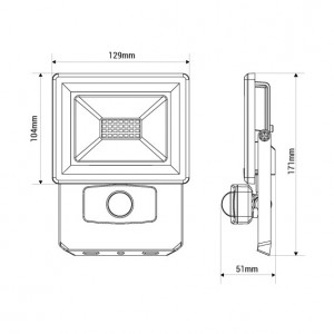 Proiettore LED da esterno con sensore PIR - IP54 - 120º - 4000K- 20W