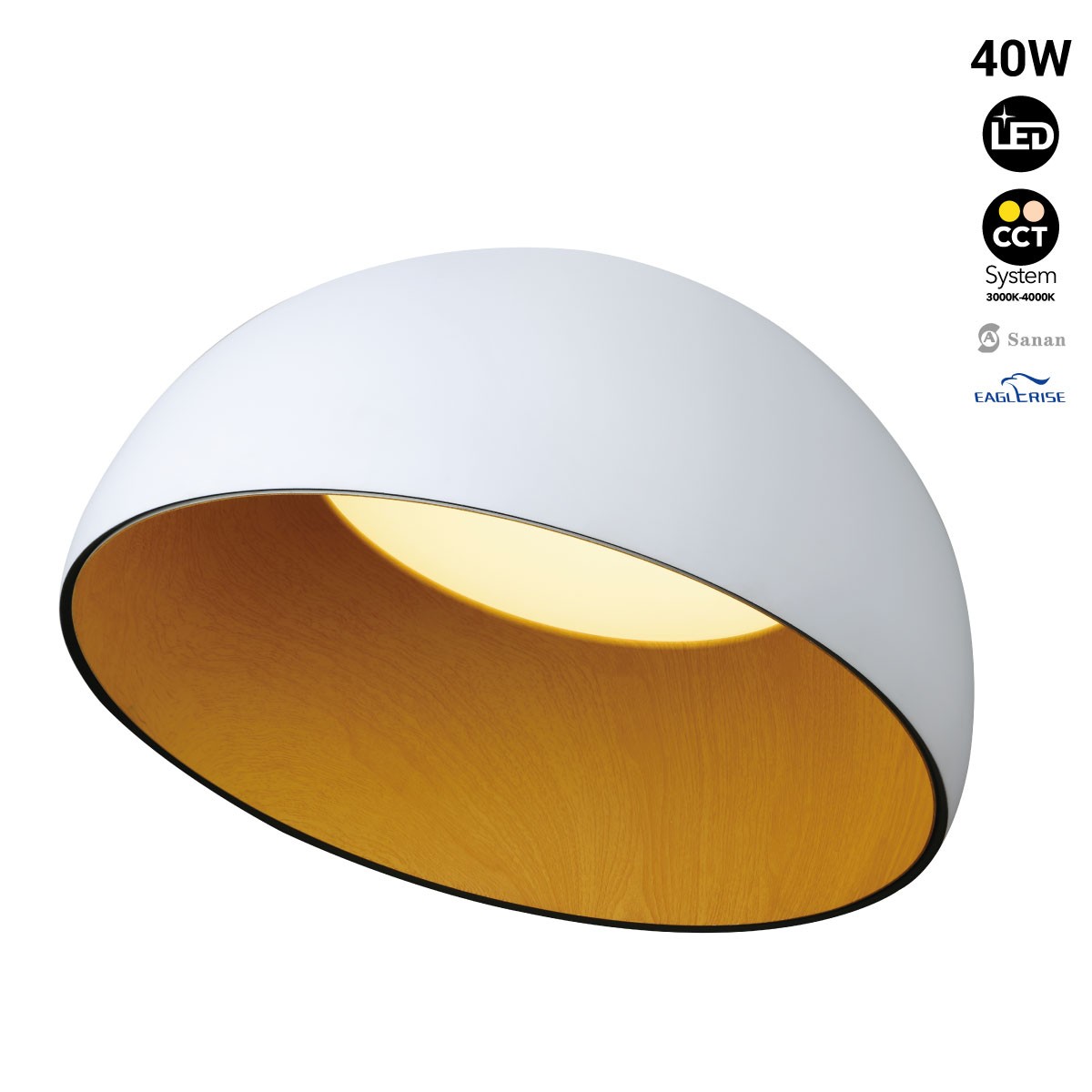 Lampada LED da soffitto "Mulen" - Effetto legno - CCT 3000K - 4000K - 40W