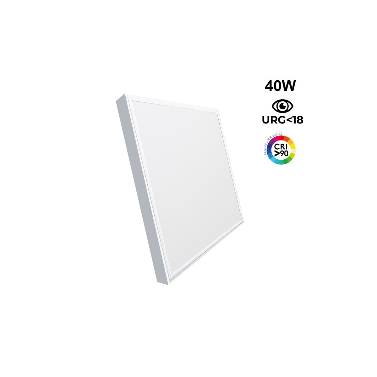 Pannello LED slim da superficie 60x60cm - Driver OSRAM - 40W - UGR18 - CRI90 - Con KIT di montaggio