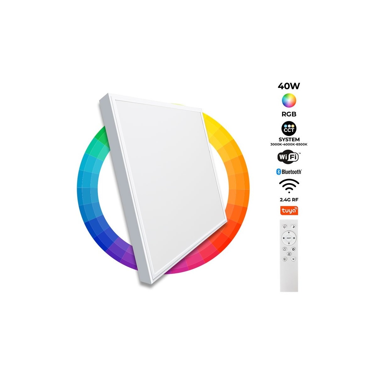 Pannello LED da superficie WIFI SMART RGB/RGBW + CCT - 60x60 cm - 40W - Con kit di montaggio