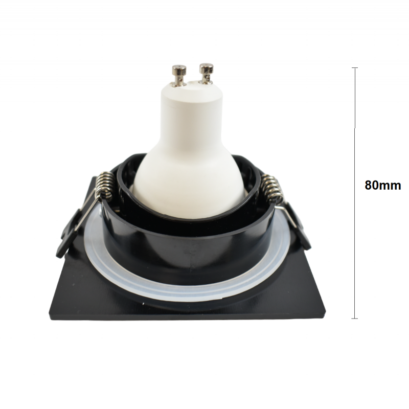 Anello da incasso quadrato per lampadina GU10 - Taglio Ø75-80 mm - IP54 Anello da incasso quadrato per lampadina GU10 - Taglio Ø75-80 mm - IP54