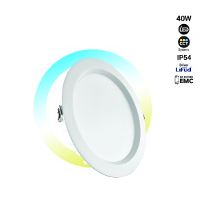 Downlight LED CCT ad alta efficienza - 40W - Driver Lifud - Taglio Ø 200-220mm