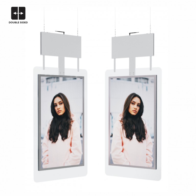 Display pubblicitario LCD a sospensione Full HD 55" - bifacciale - IP20 Display pubblicitario LCD a sospensione Full HD 55" - bifacciale - IP20