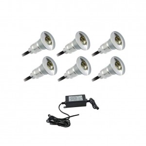 KIT LUCE DA STADIO12V-DC IP67, 6x 0,6W, Ø26X41MM COMPRESO DI CAVI E ALIMENTAZIONE