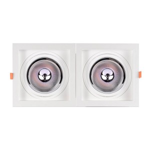 Pack x 2 - Anello per downlight di tipo cardanico quadrato per lampadina QR111 o AR111 - Taglio 155 x 155 mm