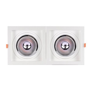 Pack x 2 - Anello per downlight di tipo cardanico quadrato per lampadina QR111 o AR111 - Taglio 155 x 155 mm