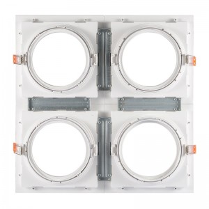 Pack x 4 - Anello per downlight di tipo cardanico quadrato per lampadina QR111 o AR111 - Taglio 155 x 155 mm