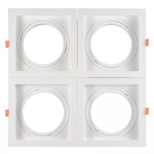 Pack x 4 - Anello per downlight di tipo cardanico quadrato per lampadina QR111 o AR111 - Taglio 155 x 155 mm