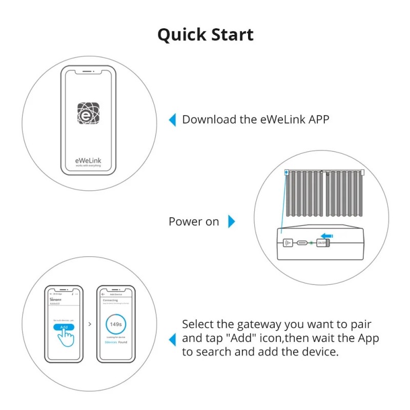 Motore per tende smart SONOFF - Zigbee - 5V DC/1A
