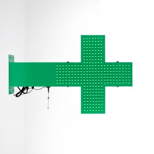 Croce LED farmacia verde monocolore - 50x50cm - Bifacciale