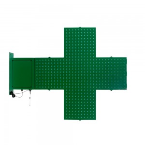Croce LED farmacia monocolore verde - 80x80cm - Bifacciale