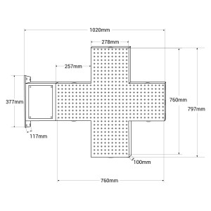 Croce LED farmacia monocolore verde - 80x80cm - Bifacciale