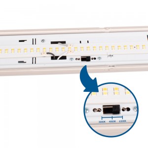 Plafoniera stagna LED lineare collegabile CCT con sensore di movimento - 150cm - 56W - IP65