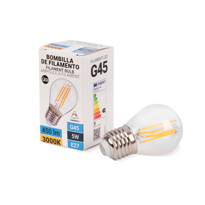 Lampadina a filamento LED dimmerabile E27 5W G45