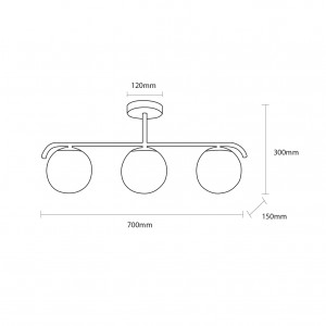 Lampada tripla da soffitto per interni "TALÍ" - Metallo e vetro - 3xE27