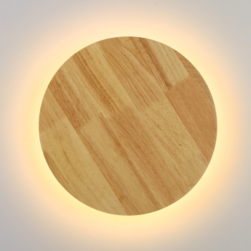 Applique circolare da parete in legno "Lune" - 26W - Ø 30cm