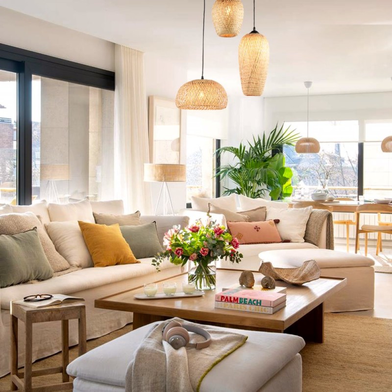 Lampada tripla a sospensione in vimini "Trisa" - 3xE27 Lampada tripla a sospensione in vimini "Trisa" - 3xE27