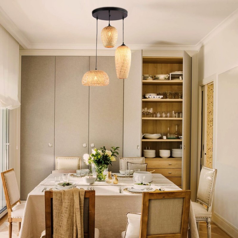 Lampada tripla a sospensione in vimini "Trisa" - 3xE27 Lampada tripla a sospensione in vimini "Trisa" - 3xE27