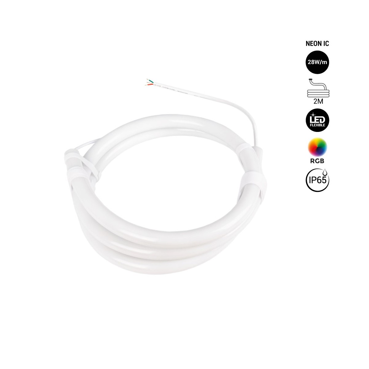 Neon LED flex RGB intelligente IC - 360º - Ø22mm - 2 metri - 12V DC - 28W/m - IP65