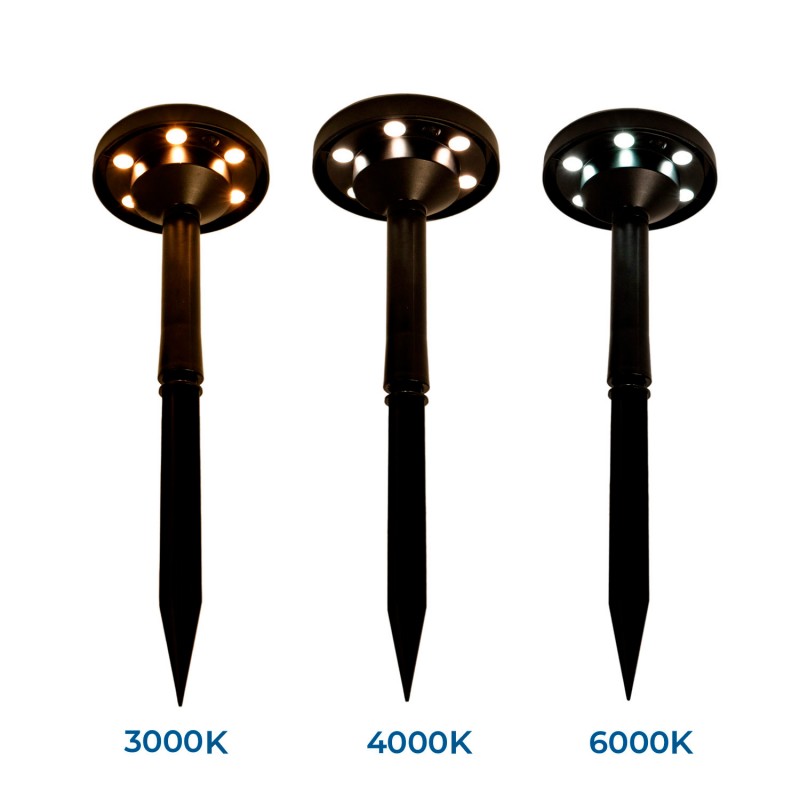 Pack x 2 - Faretto solare LED CCT da esterno con picchetto - 1W - IP65 Pack x 2 - Faretto solare LED CCT da esterno con picchetto - 1W - IP65