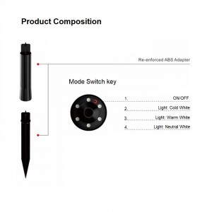 Pack x 2 - Faretto solare LED CCT da esterno con picchetto - 1W - IP65