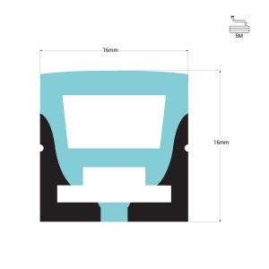 Guaina flessibile in silicone - Converte la striscia LED in neon - 16x16 - 5 metri - Flessione verticale