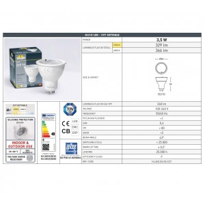 Lampadina LED GU10 - 3,5W - CCT - Fumagalli