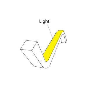 Guaina flessibile in silicone nero per la conversione di strisce LED in neon - 16x16mm - 5 metri - Flessione verticale