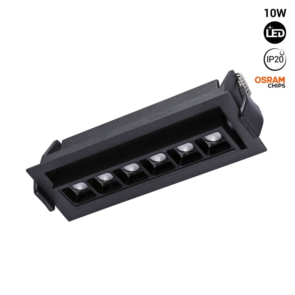 Faretto lineare LED da incasso 10W - Orientabile - UGR18 - CRI90 - Chip OSRAM - 2800K