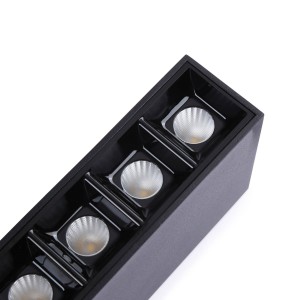 Faretto lineare LED nero da superficie - 10W - UGR18 - CRI90 - Chip OSRAM