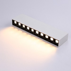 Faretto lineare LED bianco da superficie - 20W - UGR18 - CRI90 - OSRAM Chip