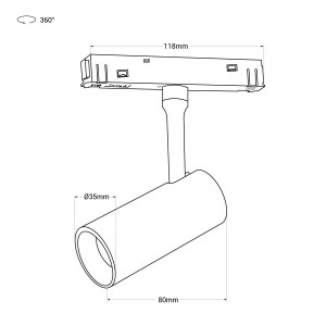 Faretto LED a binario magnetico 48V - 6W - Bianco