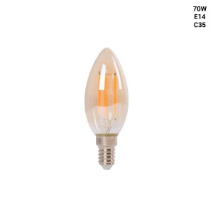 Lampadina filamento LED a candela E14 - 4W - Vintage Gold - 2200K