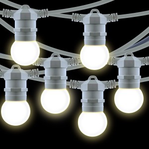 Kit ghirlanda luminosa per esterni 10 metri + 10 lampadine LED E27 1W - IP44 - Bianco caldo
