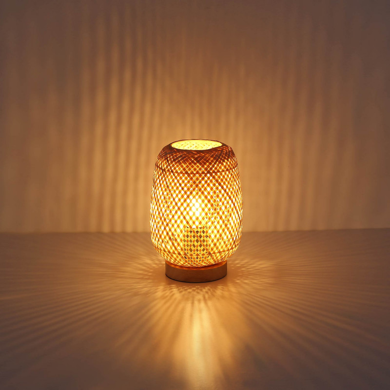 Lampada da tavolo in vimini e legno "Ruka" - E27