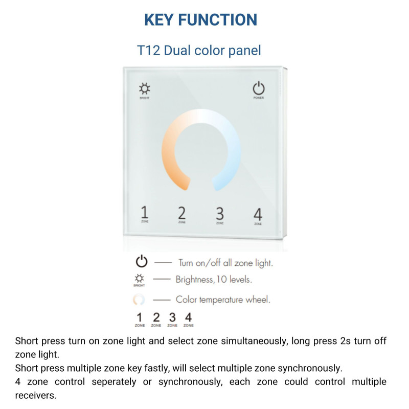 Pannello di controllo DMX touch - 4 zone - CCT