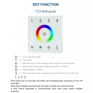 Pannello di controllo touch DMX - 4 zone - RGB