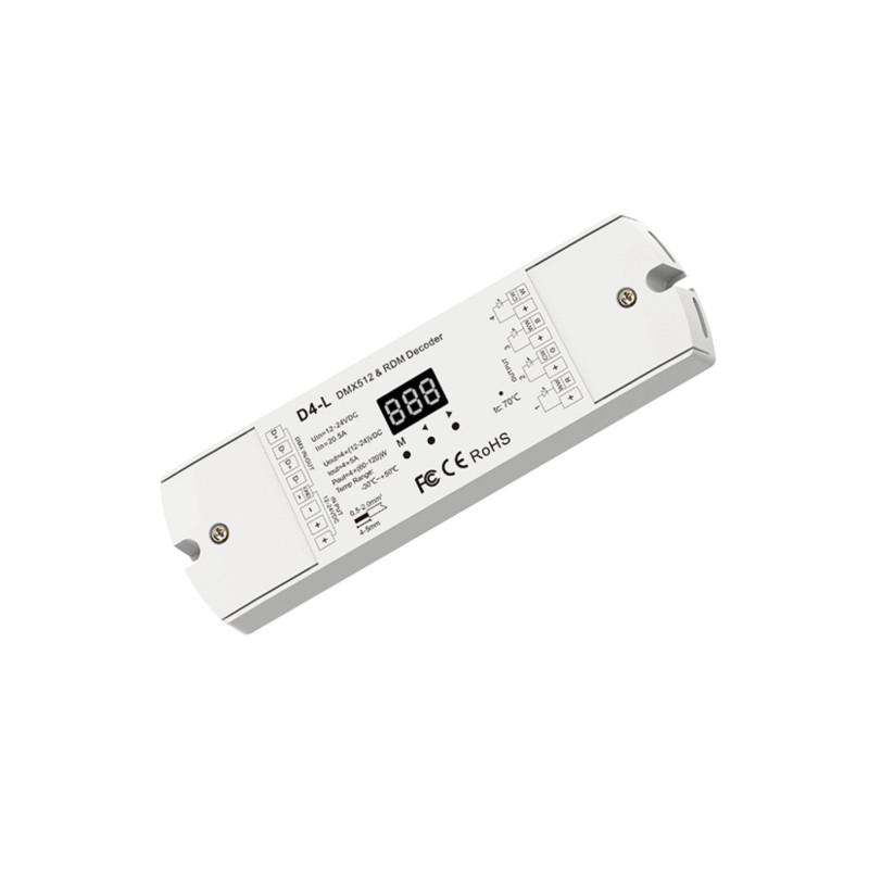 Decoder DMX512 12-24V DC - 5A/canale - 4 canali Decoder DMX512 12-24V DC - 5A/canale - 4 canali