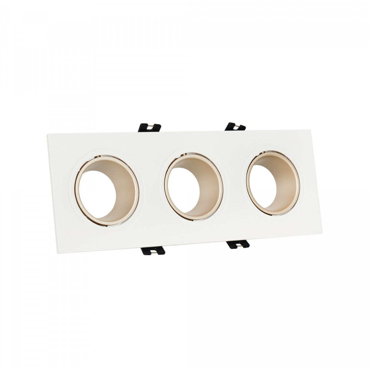 Triplo anello downlight quadrato basculante GU10/MR16 - Basso UGR - Taglio 75 x 235 mm