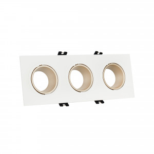 Triplo anello downlight quadrato basculante GU10/MR16 - Basso UGR - Taglio 75 x 235 mm
