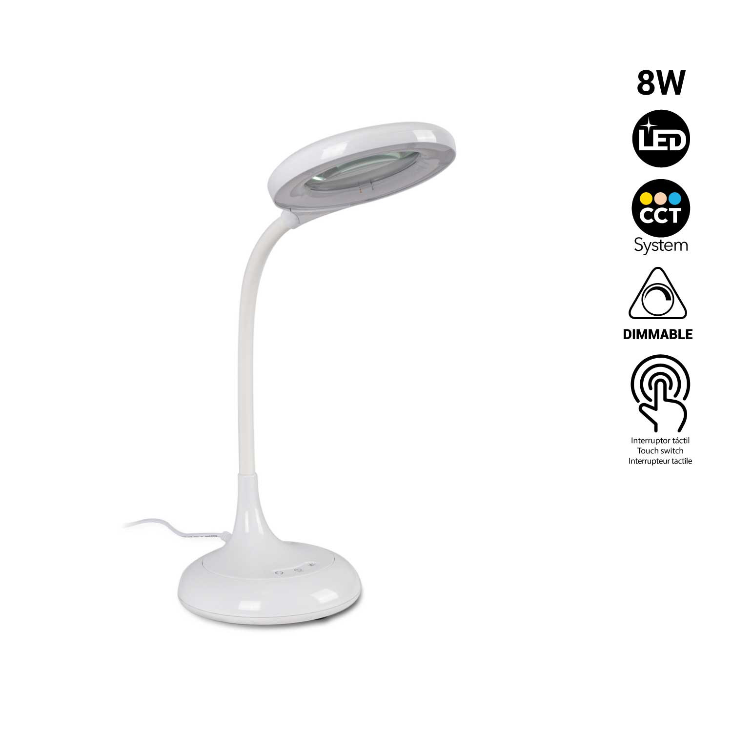 Lampada LED da tavolo con lente di ingrandimento 3X- CCT -8W