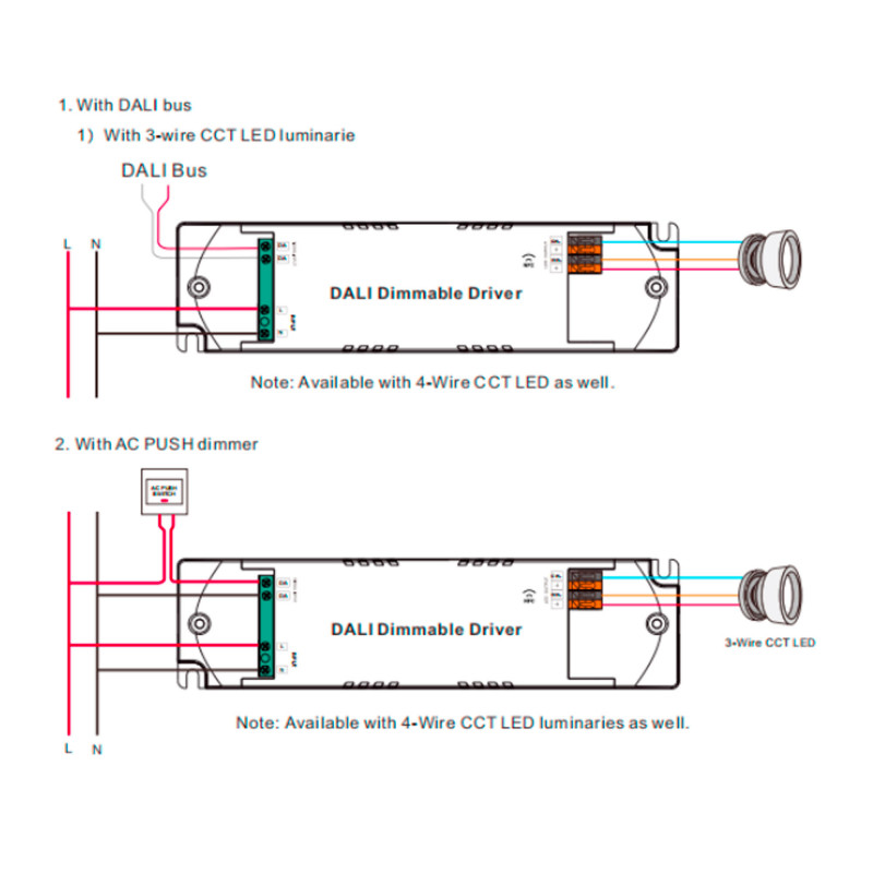 Driver dimmerabile DALI DT8 CCT 220-240V - Uscita 6-42V DC - 100-700mA - 12W