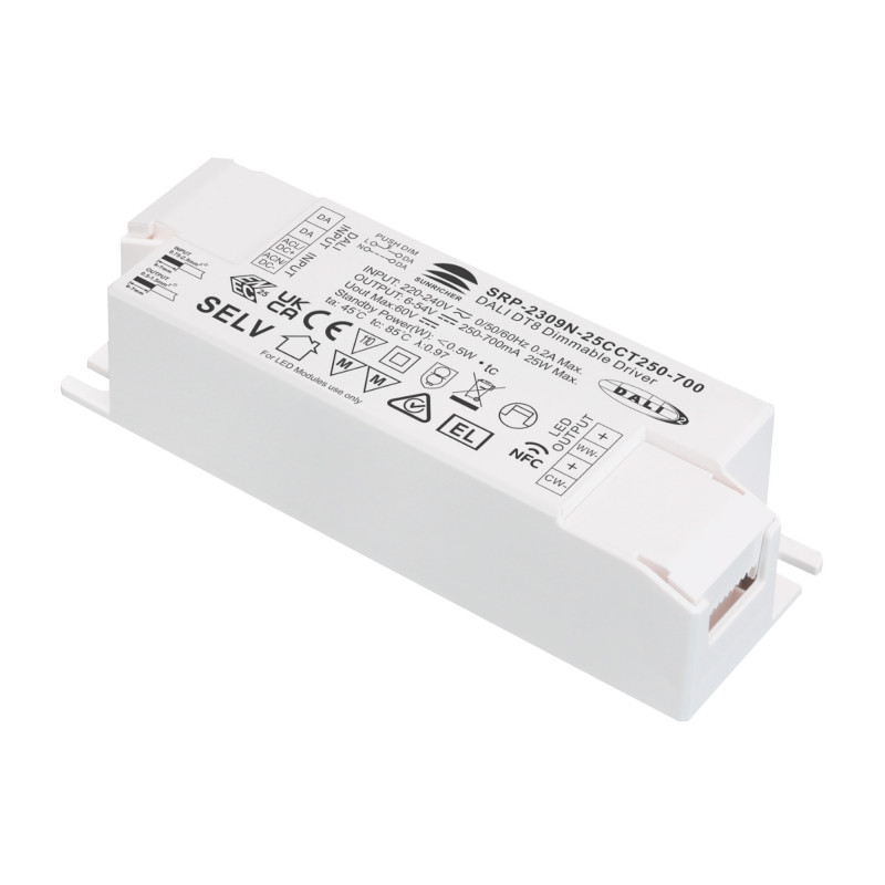 Driver dimmerabile DALI DT8 CCT 220-240V - Uscita 6-54V DC - 250-700mA - 25W