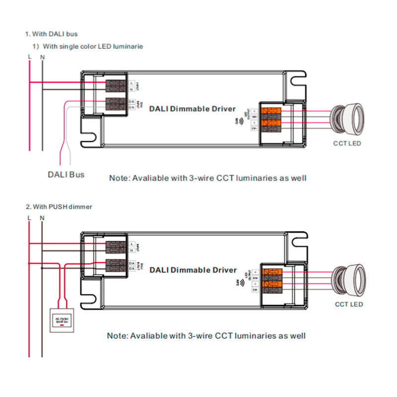 Driver dimmerabile DALI DT8 CCT 220-240V - Uscita 6-54V DC - 500-1400mA - 45W Driver dimmerabile DALI DT8 CCT 220-240V - Uscita 6-54V DC - 500-1400mA - 45W