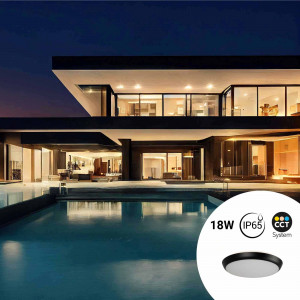 Plafoniera LED CCT da soffitto a tenuta stagna - 18W - Ø25cm - 1920lm - IP65