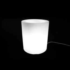 Vaso LED RGB in resina bianca, tipo cilindro, 40x40cm, 5W 3,5Kg