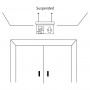 Luce di emergenza permanente con pittogramma "Uscita in basso" - Sospensione