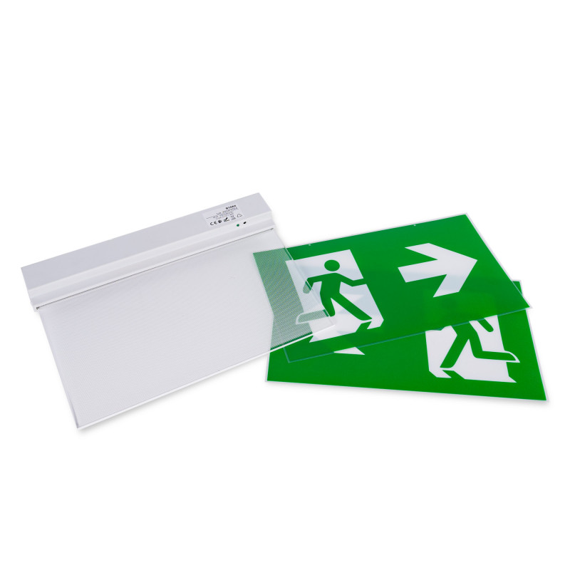 Luce di emergenza permanente con pittogramma "Uscita laterale" - Sospensione Luce di emergenza permanente con pittogramma "Uscita laterale" - Sospensione