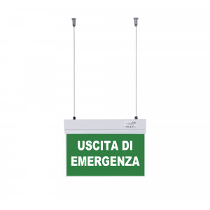 Luce di emergenza permanente con cartello "Uscita di emergenza" - Sospensione